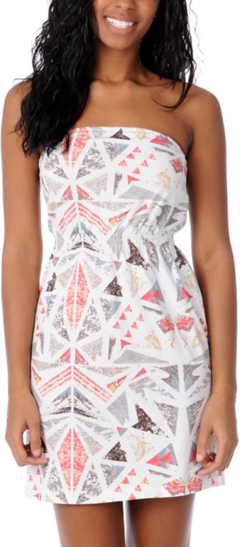 Volcom Girls Make Up Ur Mind Cream Tube Dress