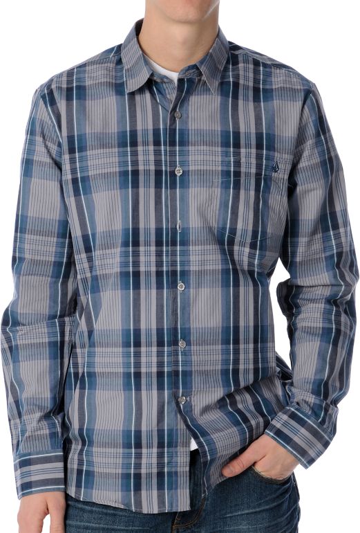 Volcom X-Factor Blue Plaid Long Sleeve Woven Shirt