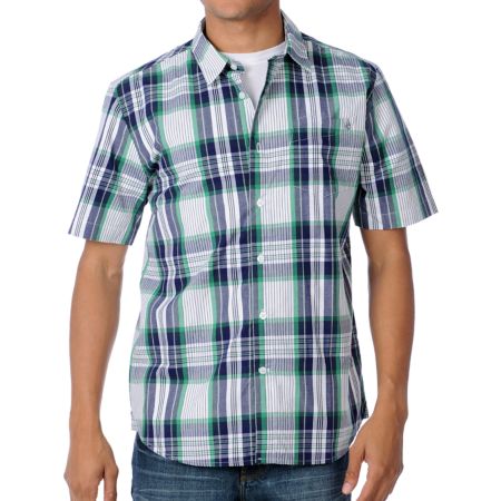 Volcom X-Factor White Plaid Woven Short Sleeve Shirt