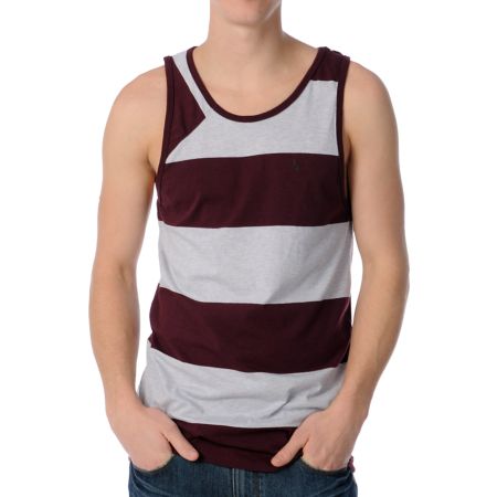 Volcom Innercircle Maroon Stripe Guys Tank Top
