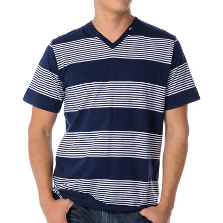 LRG CC Striped Navy V-Neck Tee Shirt