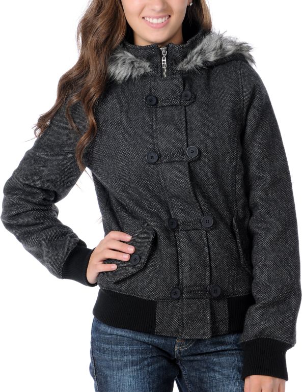 Empyre Girl Chalet Charcoal Bomber Jacket