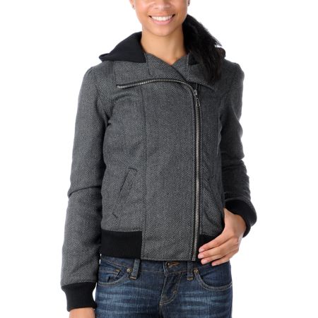 Empyre Girl Revive Black & Grey Moto Jacket
