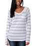 Volcom Girls Slacker White Stripe Long Sleeve V-Neck Tee Shirt