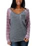 Volcom Girls Slacker Crimson Stripe Long Sleeve V-Neck Tee Shirt