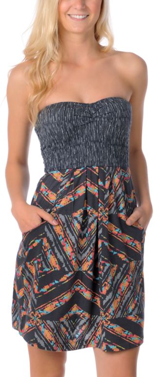 Billabong Girls Charcoal Feather Dress