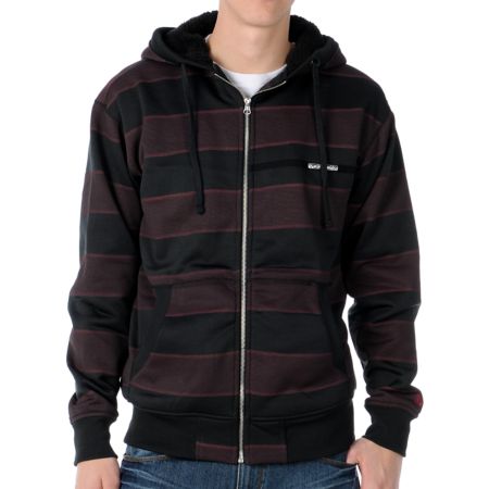 Volcom Pockito Black Stripe 2012 Hydro Sherpa Zip Tech Fleece