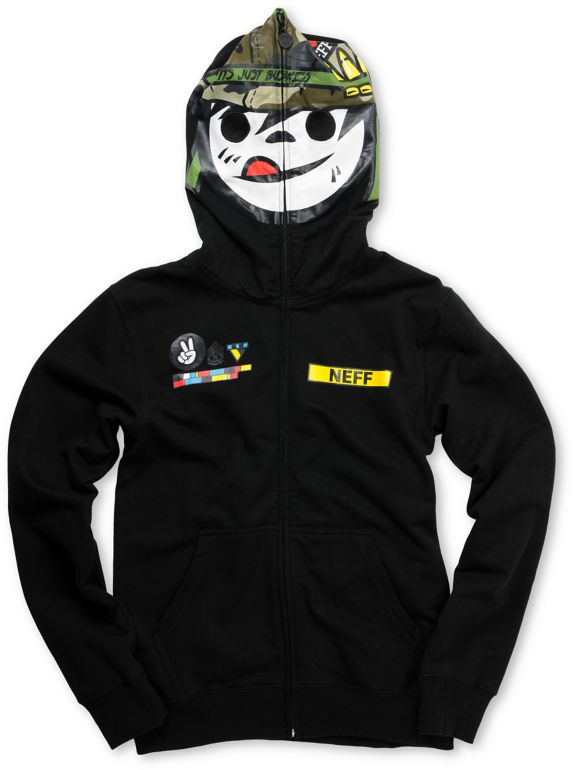 Neff Boys SGT Suckerface Black Full Zip Face Mask Hoodie