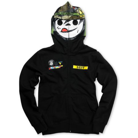 Neff Boys SGT Suckerface Black Full Zip Face Mask Hoodie