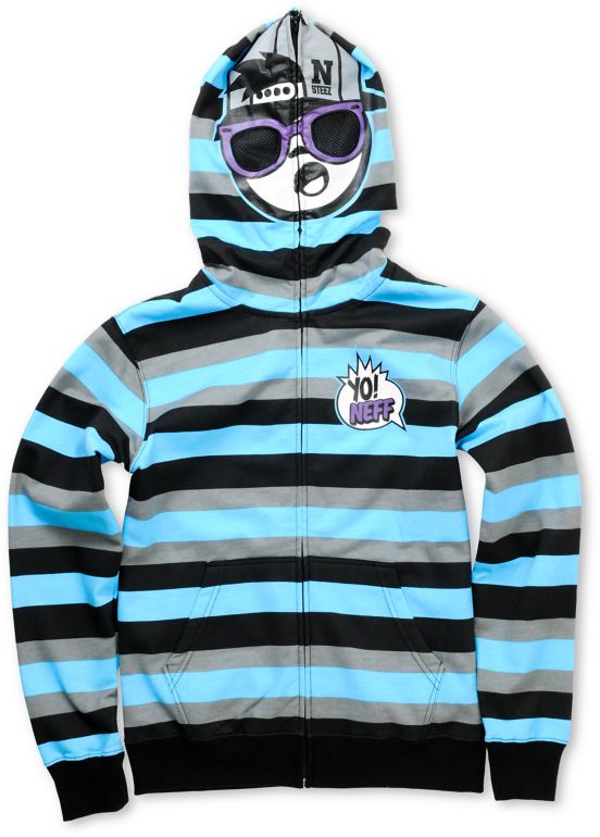 Neff Boys Yo Neff! Blue Stripe Full Zip Face Mask Hoodie
