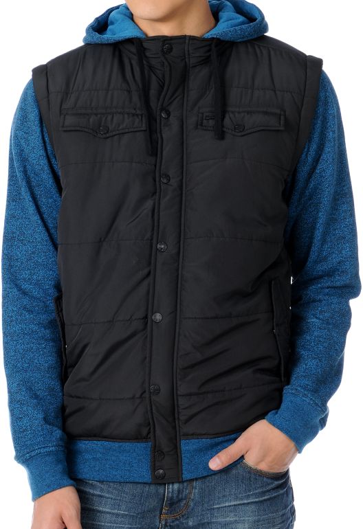 Dravus Hitman Blue Quilted Vest Hoodie