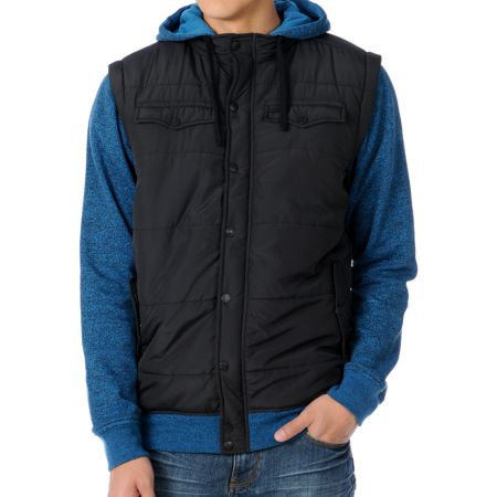 Dravus Hitman Blue Quilted Vest Hoodie