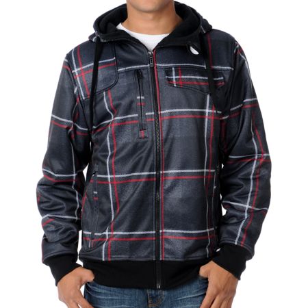 Empyre Proverb Black & Red Plaid 2012 Guys Tech Fleece Zip Up Hoodie