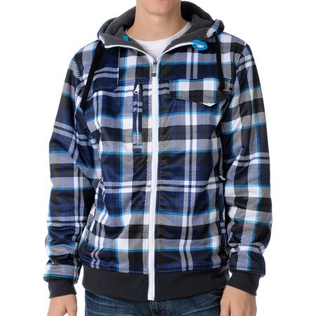 Empyre Fleet Blue Plaid Tech Fleece Hoodie