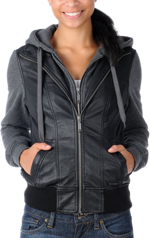 Dravus Girl Meisho Black Faux Leather Jacket