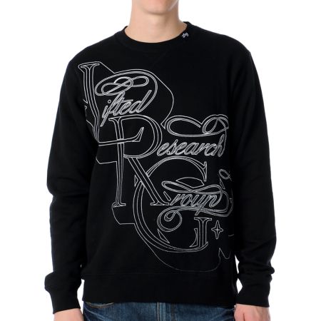 LRG Free Reign Black Crew Neck Pullover Sweatshirt