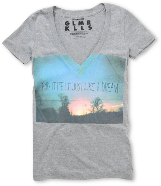 Glamour Kills How It Feels Heather Grey V-Neck Tee Shirt