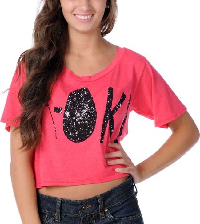 Glamour Kills Girls A-Okay Pink Slouchy Crop Top