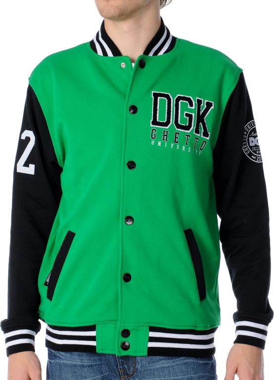 DGK Scholar Green Snap Up Fleece Varsity Jacket