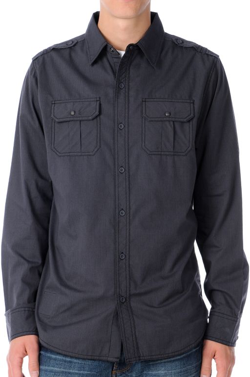 Empyre Saints Black Pin Stripe Long Sleeve Woven Shirt