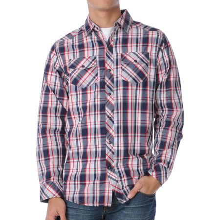 Empyre Alonso Red & Blue Plaid Woven Shirt
