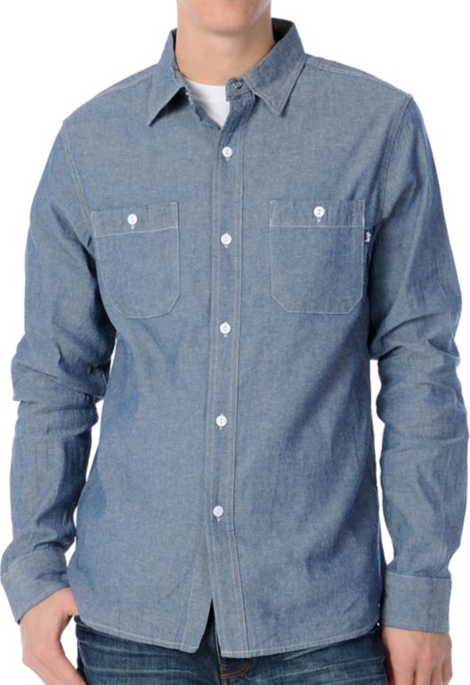 Stussy Basic Woven Chambray Long Sleeve Shirt