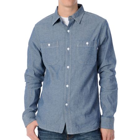 Stussy Basic Woven Chambray Long Sleeve Shirt