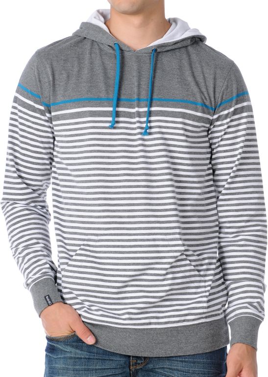Empyre Blanks Grey Stripe Knit Hooded Pullover Sweatshirt