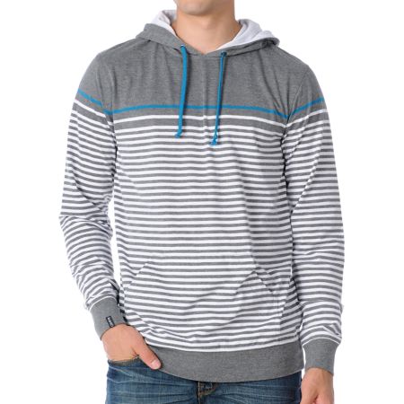 Empyre Blanks Grey Stripe Knit Pullover Hooded Shirt