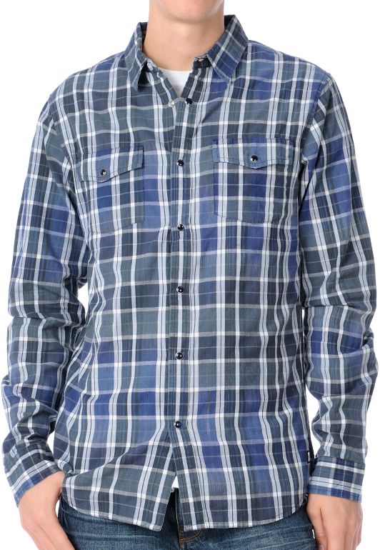 Analog Spacey Royal Blue Guys Long Sleeve Woven Shirt
