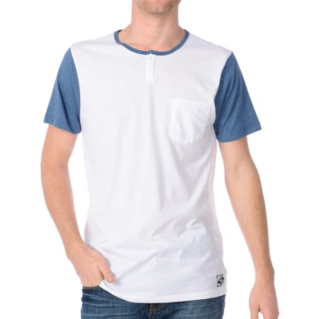 Analog Pennant White Henley Tee Shirt