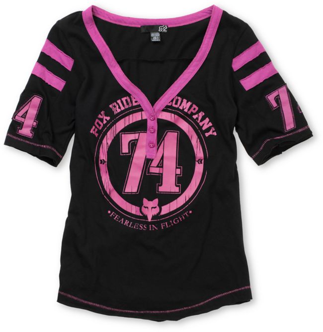 Fox Girls Intake Black Football Henley Tee