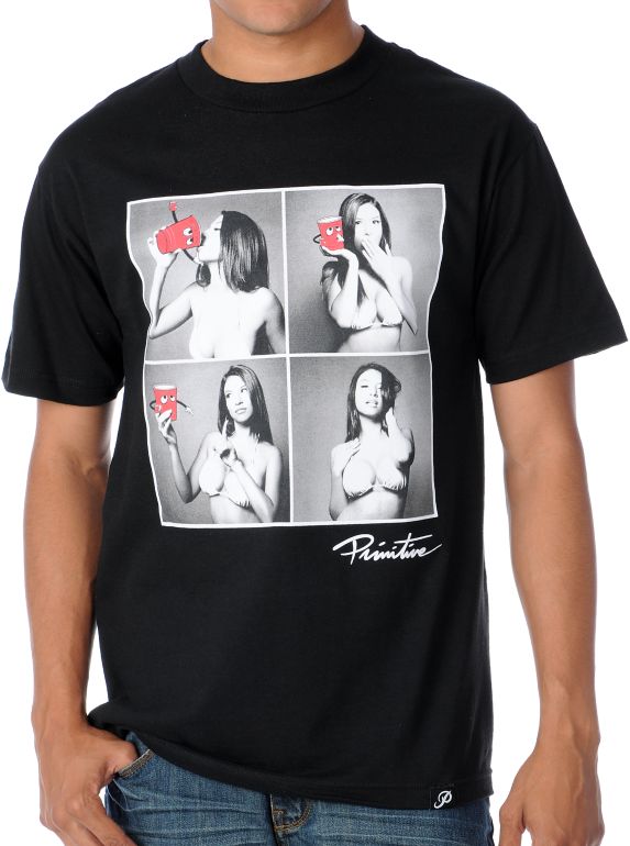 Primitive Clothing Alexis Red Cup Crew Black Tee Shirt