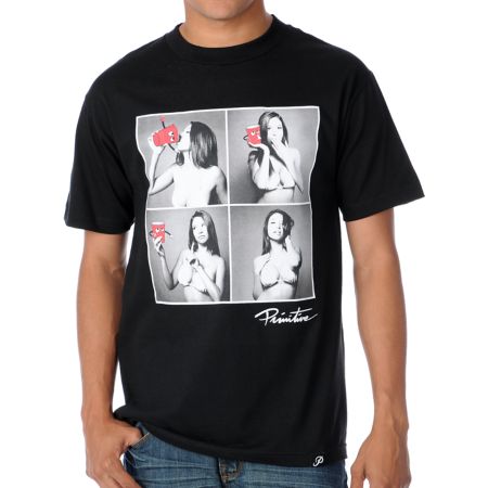 Primitive Clothing Alexis Red Cup Crew Black Tee Shirt