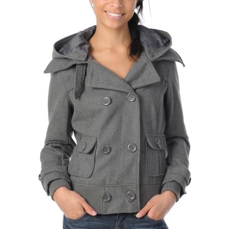 Coffee Shop Chloe Grey Wool Bomber Jacket