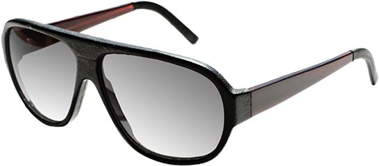9Five Major Black Ostrich Leather & Wood Sunglasses