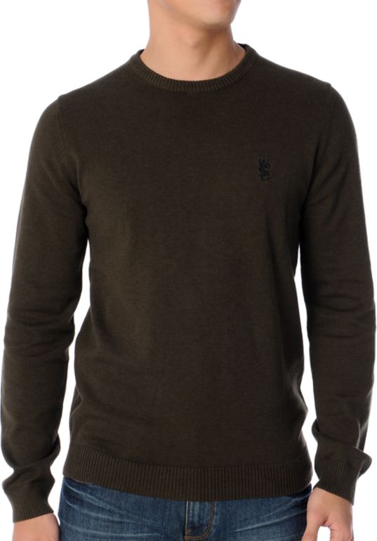 WeSC Anwar Olive Green Crew Neck Sweater