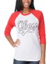 Obey Girls Script Red & White Baseball Tee Shirt