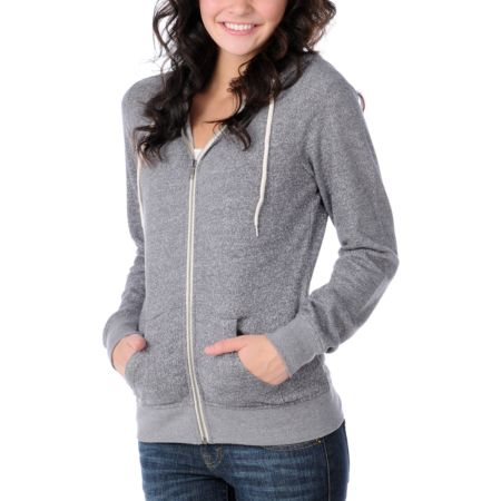 Zine Girls Dark Grey Salt & Pepper Zip Up Hoodie