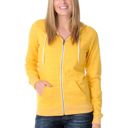 Zine Girls Yellow Salt & Pepper Zip Up Hoodie