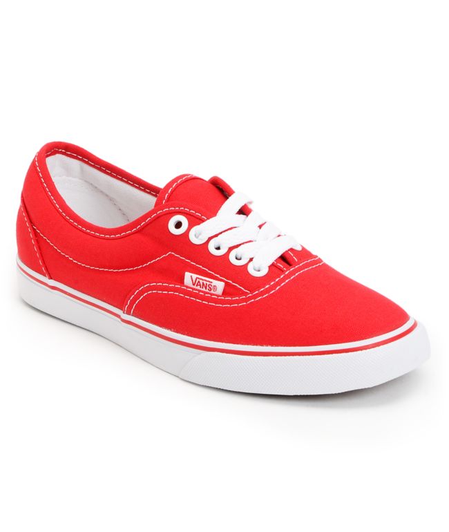 Vans Girls Lo Pro Era Red Canvas Skate Shoe