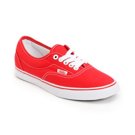 Vans Girls Lo Pro Era Red Canvas Skate Shoe
