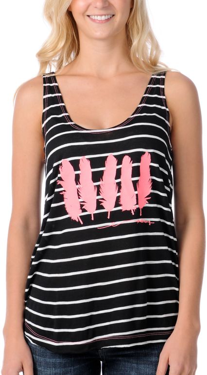 Billabong Girls Parlor Black Stripe Tank Top