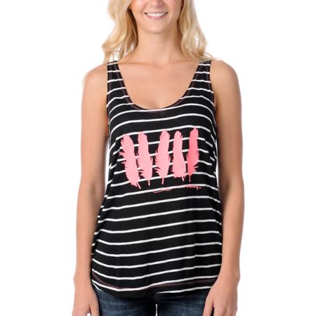 Billabong Girls Parlor Black Stripe Tank Top