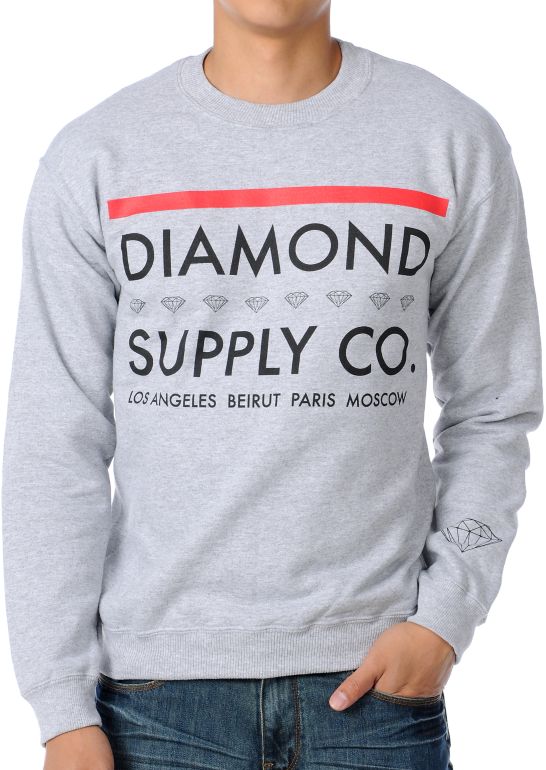 Diamond Supply Roots Grey Crewneck Sweatshirt