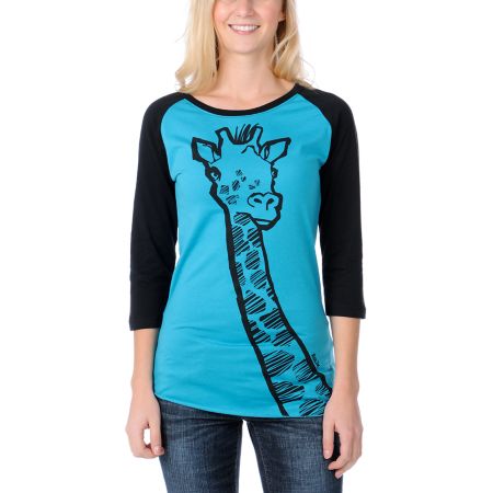 Ralik Necking Turquoise & Black Baseball Tee Shirt