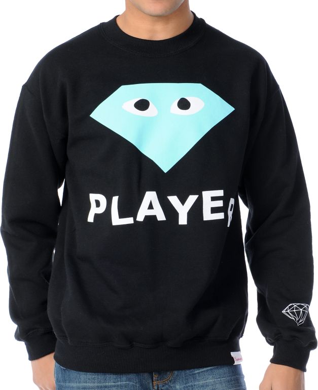 Diamond Supply Player Black Crewneck Sweatshirt