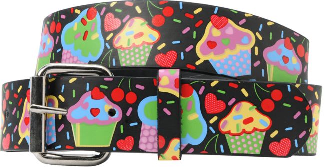Cupcake Graphic Print Girls Black Belt