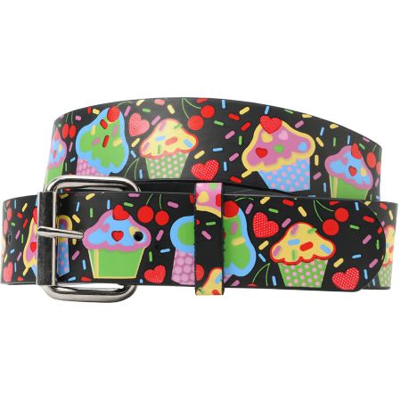 Cupcake Graphic Print Girls Black Belt