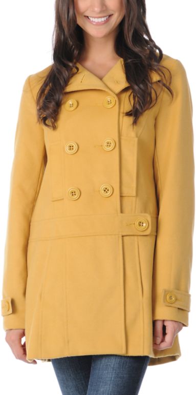 Sebby Maydson Yellow Wool Pea Coat